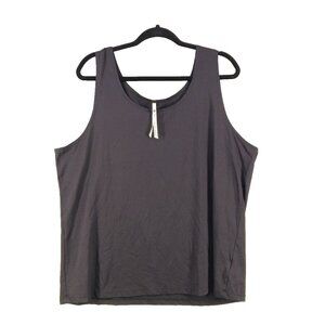 LEO & NICOLE Women Tank Top Round Neck Solid Black USA-Made SIZE 2X